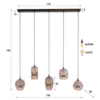 Suspension Altura brun sienna givré - 5 lumières, largeur 125 cm