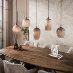 Suspension Altura brun sienna givré - 5 lumières, largeur 125 cm