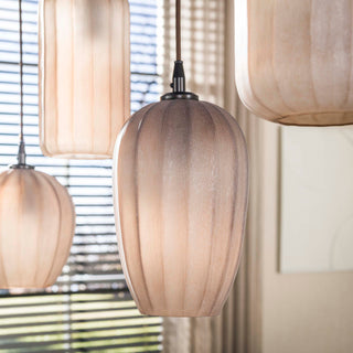 Suspension Altura brun sienna givré - 5 lumières, largeur 125 cm