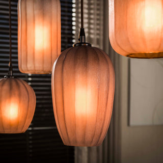 Suspension Altura brun sienna givré - 5 lumières, largeur 125 cm