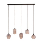 Suspension Altura brun sienna givré - 5 lumières, largeur 125 cm