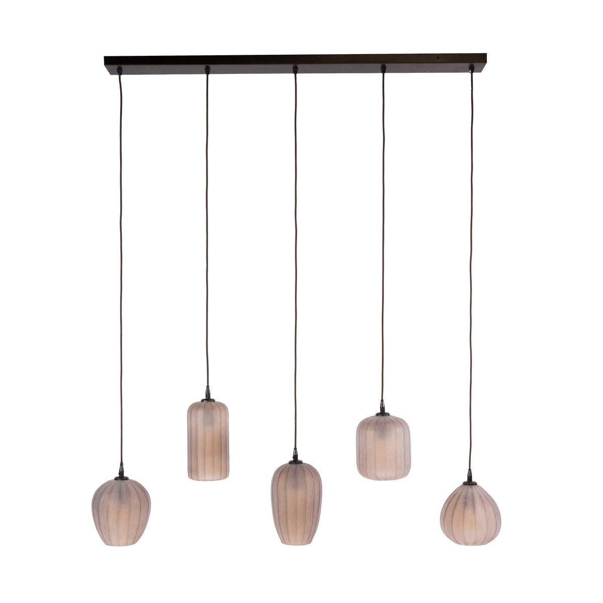 Pendant lamp Altura sienna brown frosted - 5-light, 125 cm wide