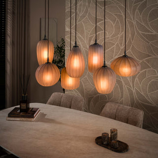 Hanglamp Altura sienna bruin frosted - 4+3-lichts, 96 cm breed