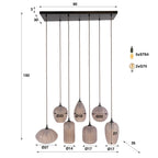 Hanglamp Altura sienna bruin frosted - 4+3-lichts, 96 cm breed