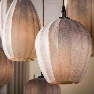 Hanglamp Altura sienna bruin frosted - 4+3-lichts, 96 cm breed