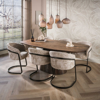 Hanglamp Altura sienna bruin frosted - 4+3-lichts, 96 cm breed