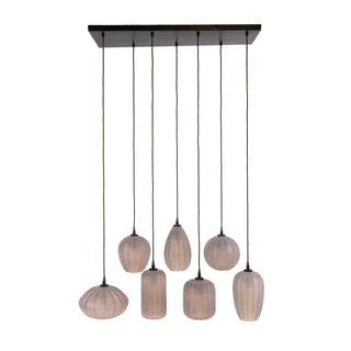 Hanglamp Altura sienna bruin frosted - 4+3-lichts, 96 cm breed