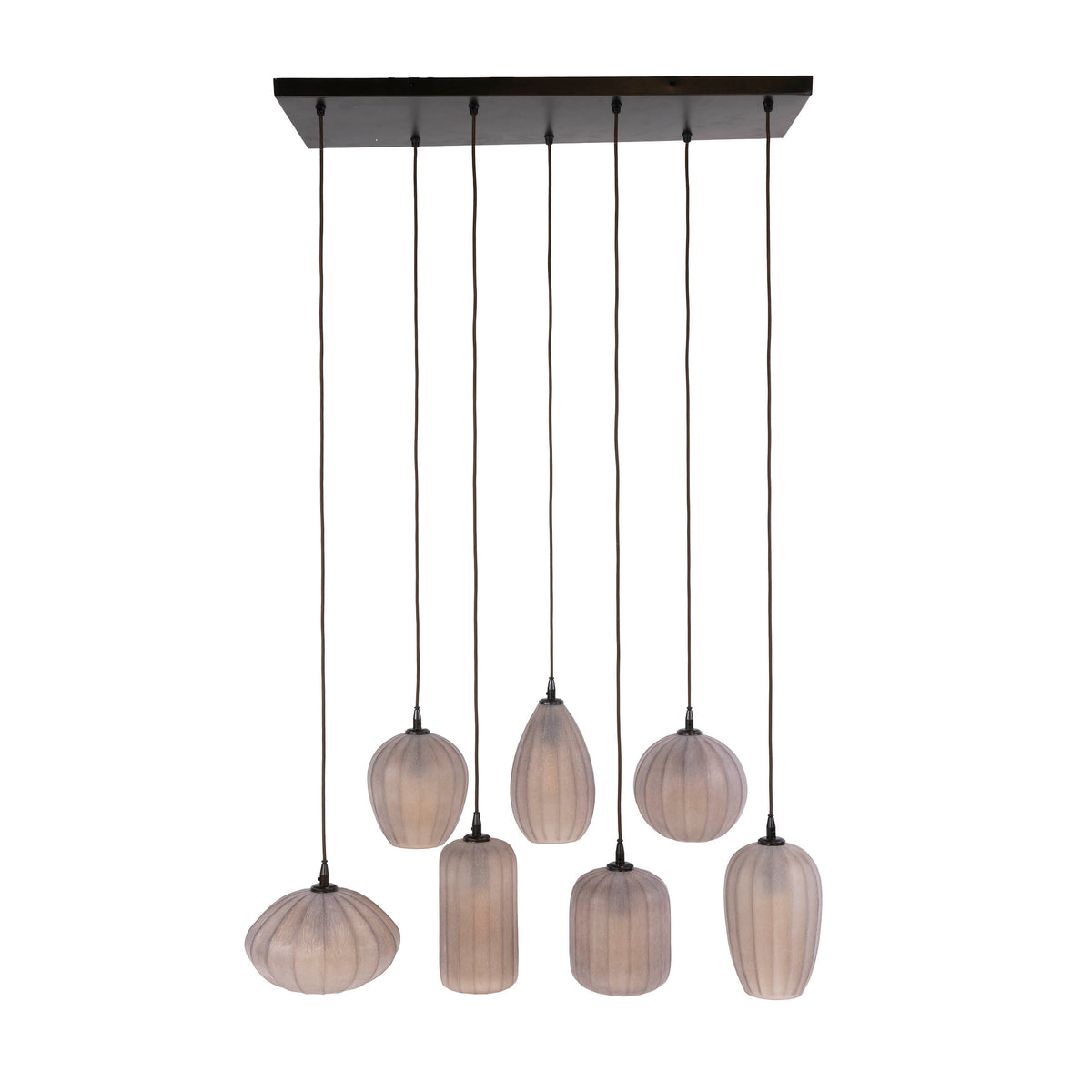 Hanglamp Altura sienna bruin frosted - 4+3-lichts, 96 cm breed