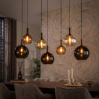 Pendant lamp Moka multi brown - 4+3-light, 146 cm wide