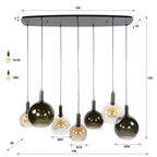 Pendant lamp Moka multi brown - 4+3-light, 146 cm wide