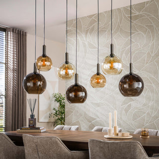 Pendant lamp Moka multi brown - 4+3-light, 146 cm wide