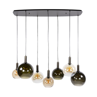 Pendant lamp Moka multi brown - 4+3-light, 146 cm wide