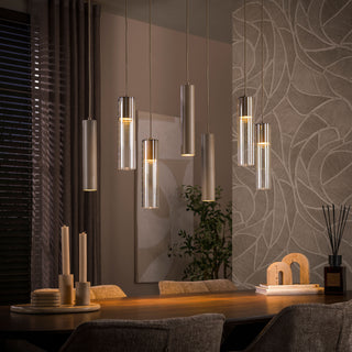 Suspension Lungo beige - 4+3 lumières, largeur 84 cm