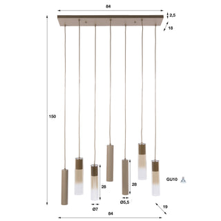Suspension Lungo beige - 4+3 lumières, largeur 84 cm
