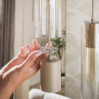 Suspension Lungo beige - 4+3 lumières, largeur 84 cm