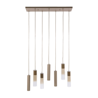 Suspension Lungo beige - 4+3 lumières, largeur 84 cm
