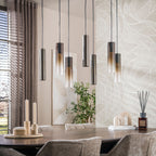 Hanglamp Lungo sienna bruin - 4+3-lichts, 84 cm breed