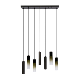 Hanglamp Lungo sienna bruin - 4+3-lichts, 84 cm breed