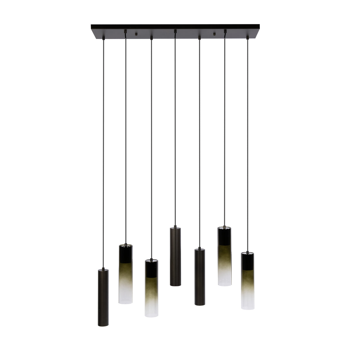 Hanglamp Lungo sienna bruin - 4+3-lichts, 84 cm breed