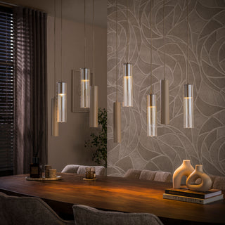 Hanglamp Lungo beige - 5+4-lichts, 109 cm breed