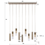 Hanglamp Lungo beige - 5+4-lichts, 109 cm breed