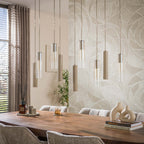 Hanglamp Lungo beige - 5+4-lichts, 109 cm breed