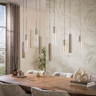 Hanglamp Lungo beige - 5+4-lichts, 109 cm breed