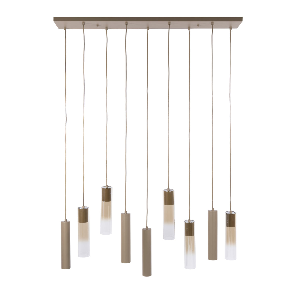 Pendant lamp Lungo beige - 5+4-light, 109 cm wide