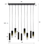 Hanglamp Lungo sienna bruin - 5+4-lichts, 109 cm breed