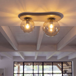 Plafonnier Bubble beige - 2 lumières, largeur 47 cm