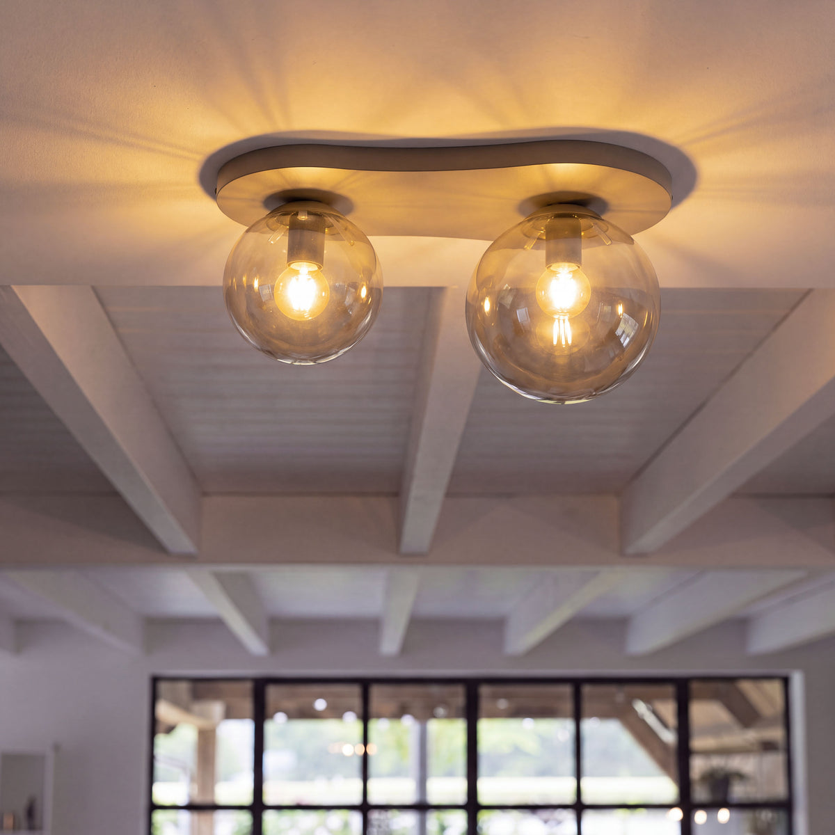 Plafonnier Bubble beige - 2 lumières, largeur 47 cm