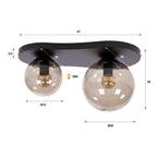Plafonnier Bubble brun sienna - 2 lumières, largeur 47 cm