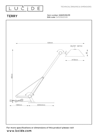Lucide - TERRY - Desk lamp - LED - 1x8W 3000K - Blue - IP20