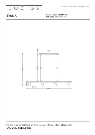 TIANA - Pendant light - 4xGU10 - Champagne colour | Essential