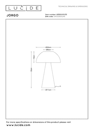 JORGO - Lampe de table - Ø 20 cm - 1xE27 - Vert | Essential