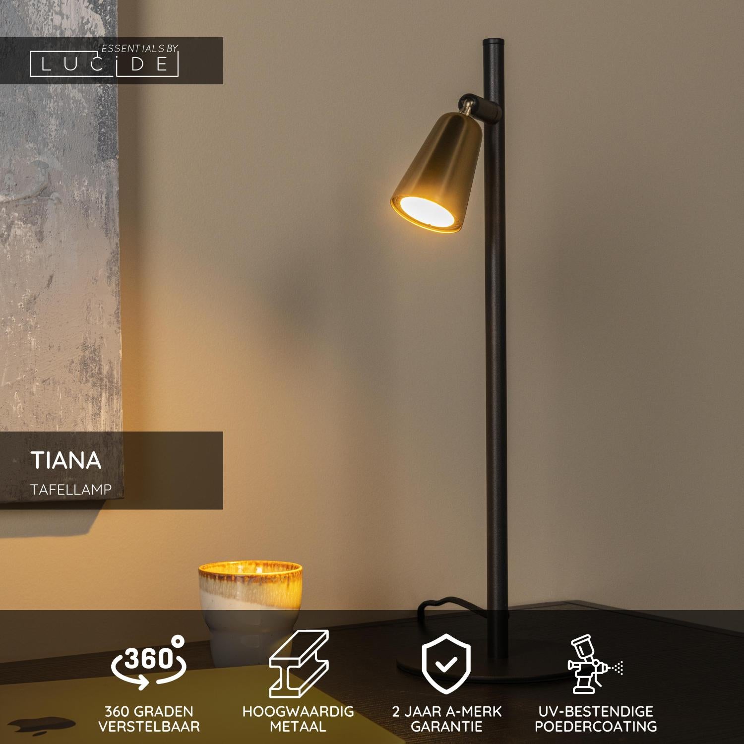 TIANA - Lampe de table - 1xGU10 - Couleur champagne | Essential