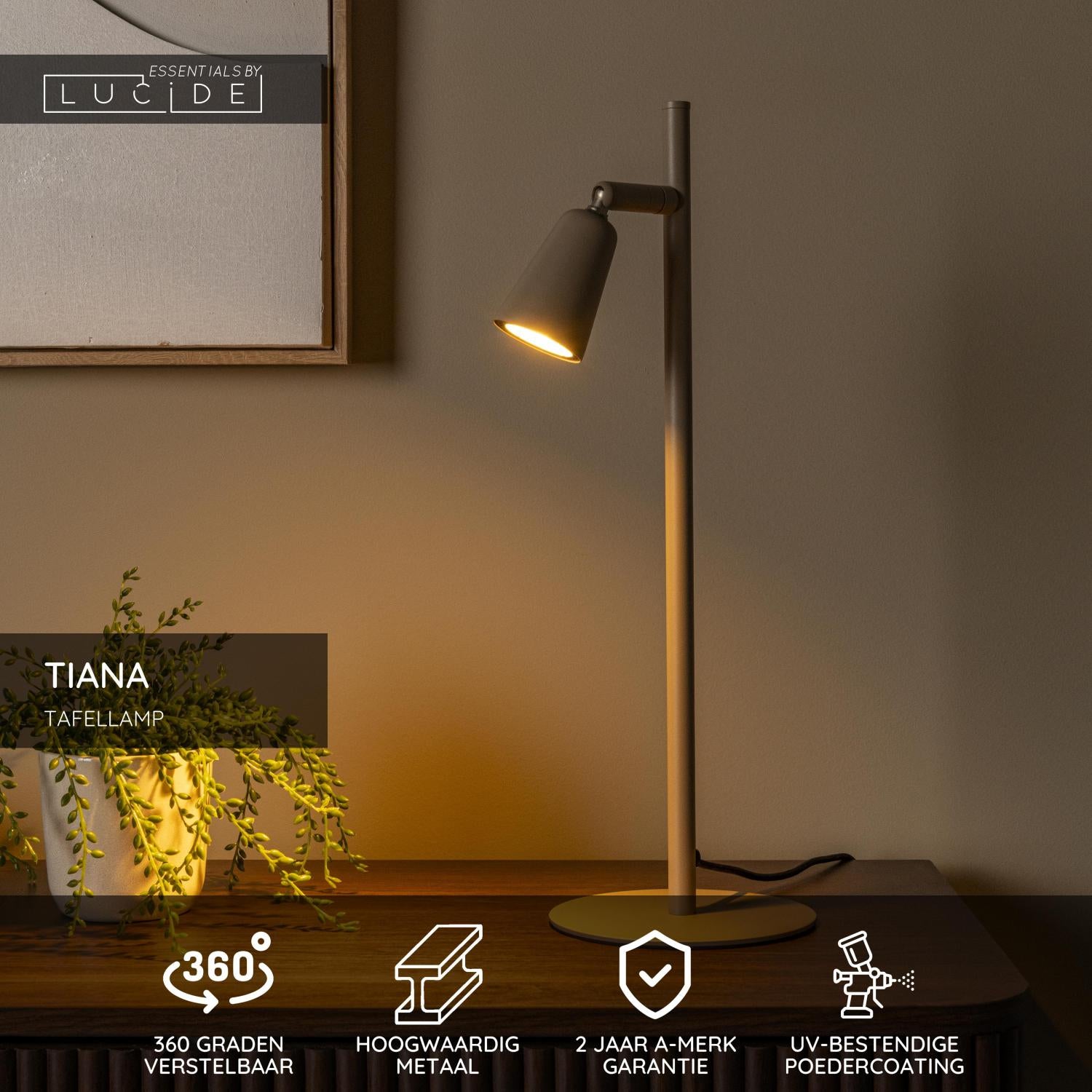 TIANA - Lampe de table - 1xGU10 - Taupe | Essential