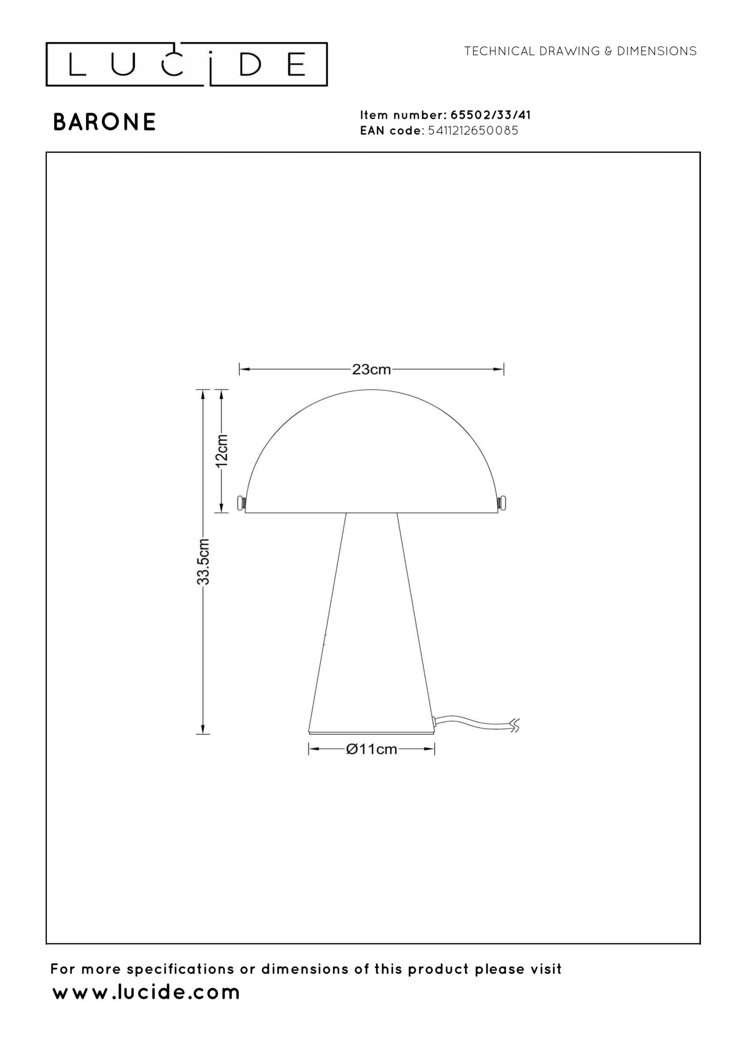 BARONE - Lampe de table - Ø 23 cm - 1xE27 - Taupe | Vibes