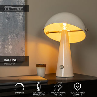 BARONE - Tafellamp - Ø 38 cm - 1xE27 - Beige | Vibes