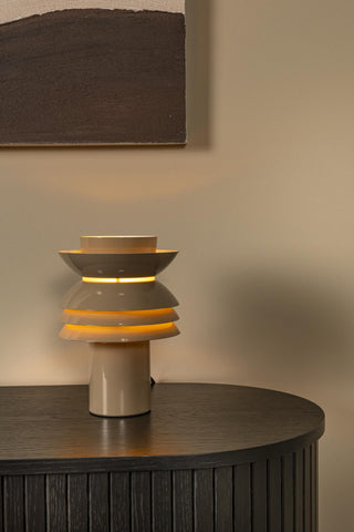YINDRA - Lampe de table - Ø 17,5 cm - 1xE27 - Taupe | Vibes