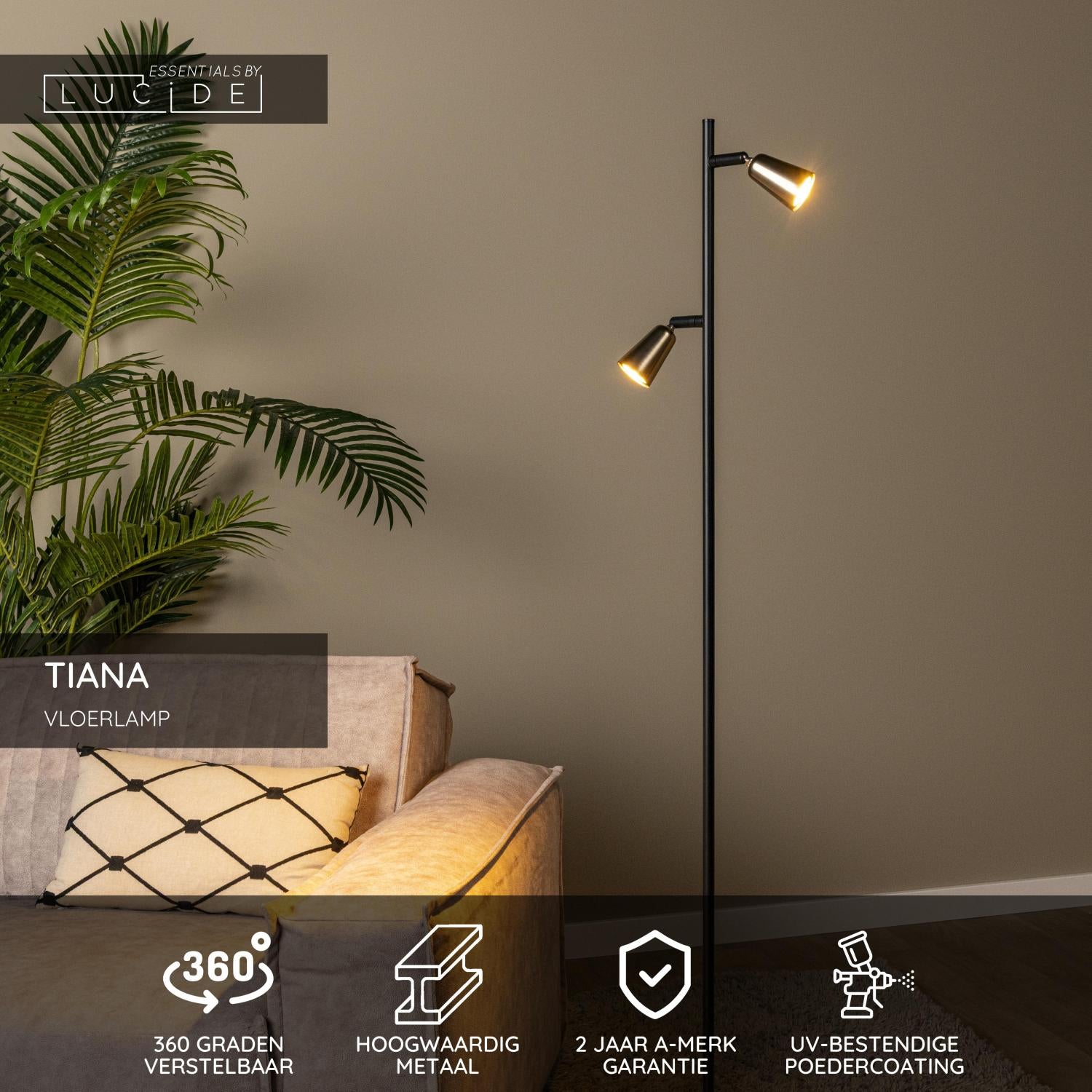 TIANA - Floor lamp - 2xGU10 - Champagne colour | Essential