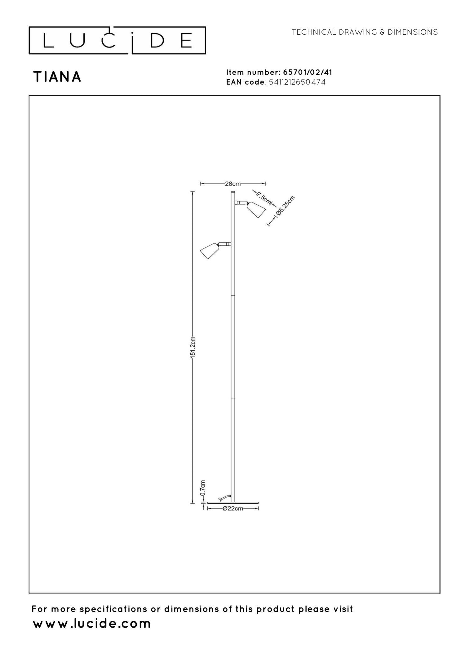 TIANA - Lampadaire - 2xGU10 - Taupe | Essential