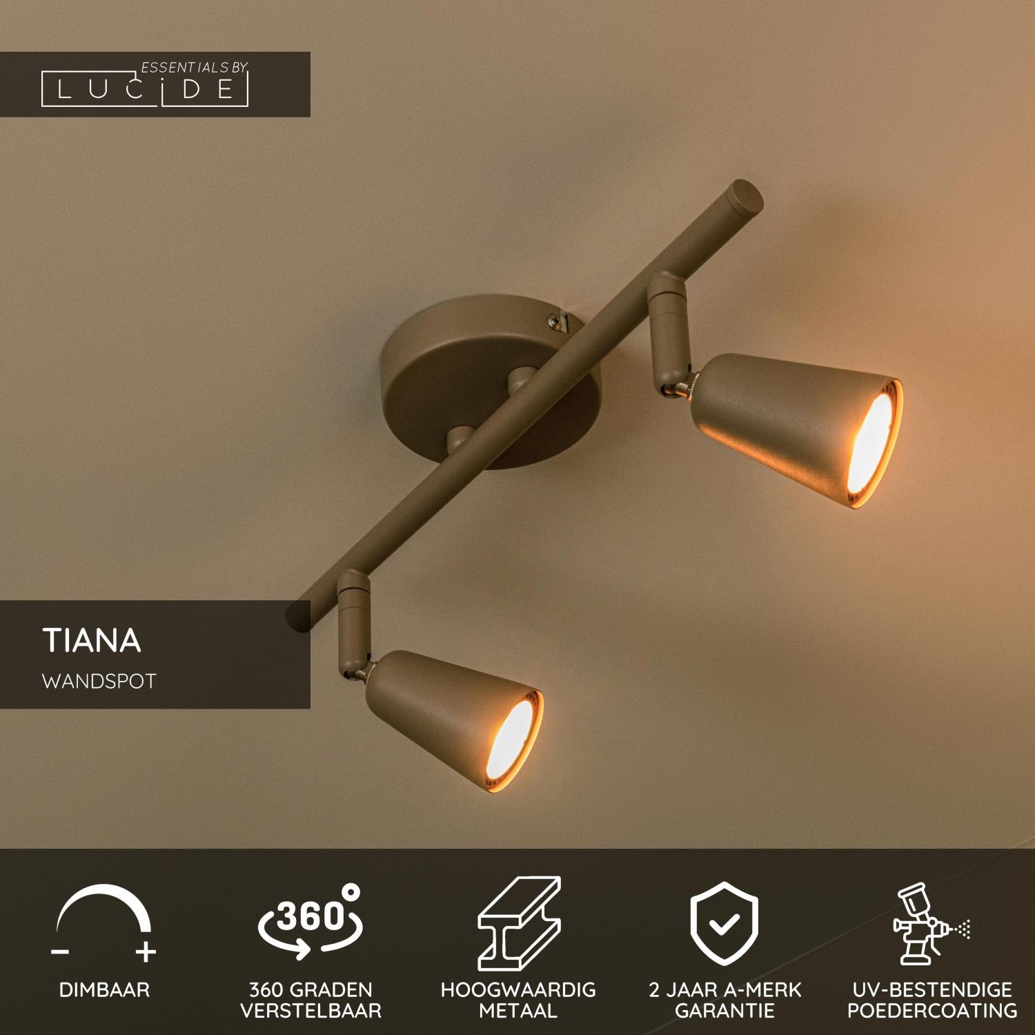 TIANA - Spot mural / Applique murale - 2xGU10 - Taupe | Essential