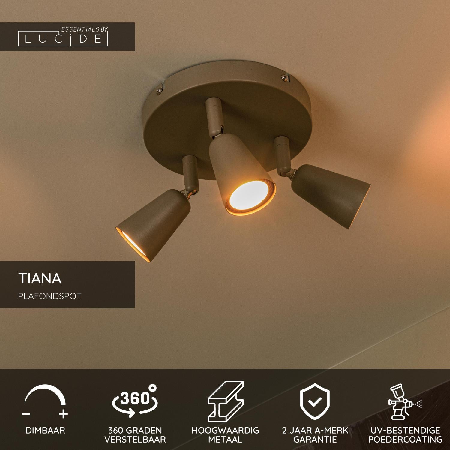 TIANA - Plafondspot - 3xGU10 - Taupe | Essential