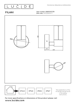 FILANI - Applique murale Intérieur/Extérieur - LED - 1x6,5W 2700K - IP54 - Noir | Essential