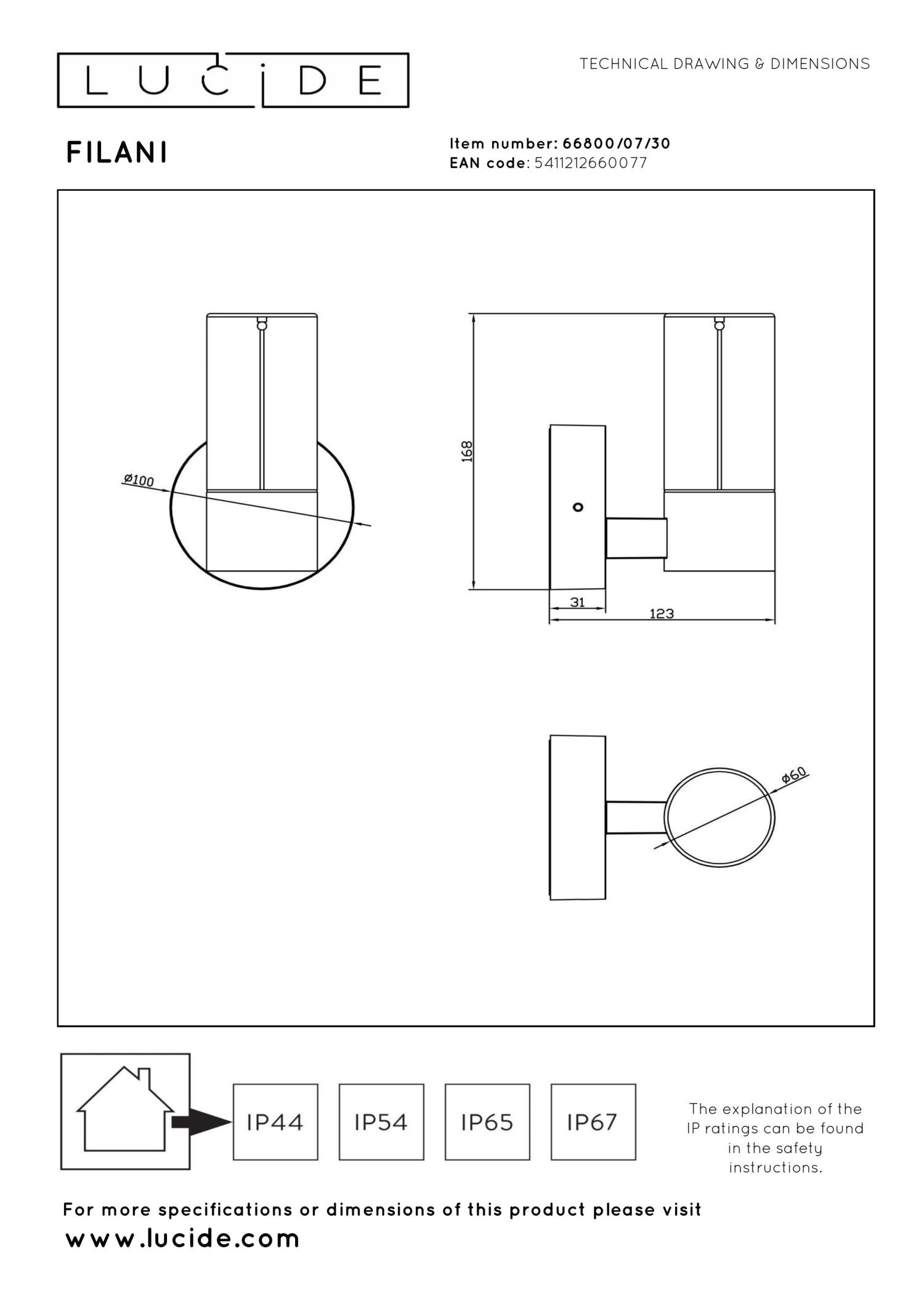 FILANI - Applique murale Intérieur/Extérieur - LED - 1x6,5W 2700K - IP54 - Noir | Essential