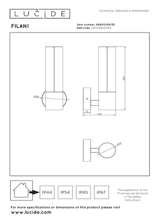 FILANI - Applique murale Intérieur/Extérieur - LED - 1x8W 2700K - IP54 - Noir | Essential