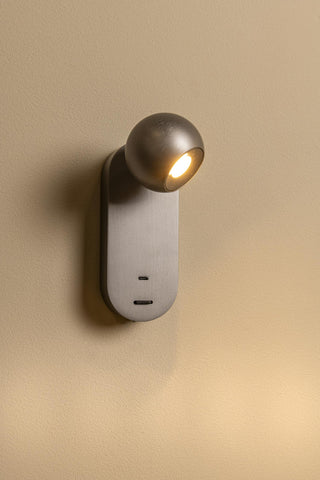 MONTANA - Wandlamp - LED - CCT - 1x6,3W 2700K/4000K - Met USB oplaadpunt - Grijs ijzer
