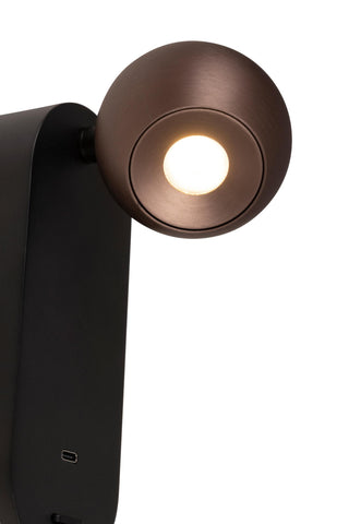 MONTANA - Wandlamp - LED - CCT - 1x6,3W 2700K/4000K - Met USB oplaadpunt - Koffie