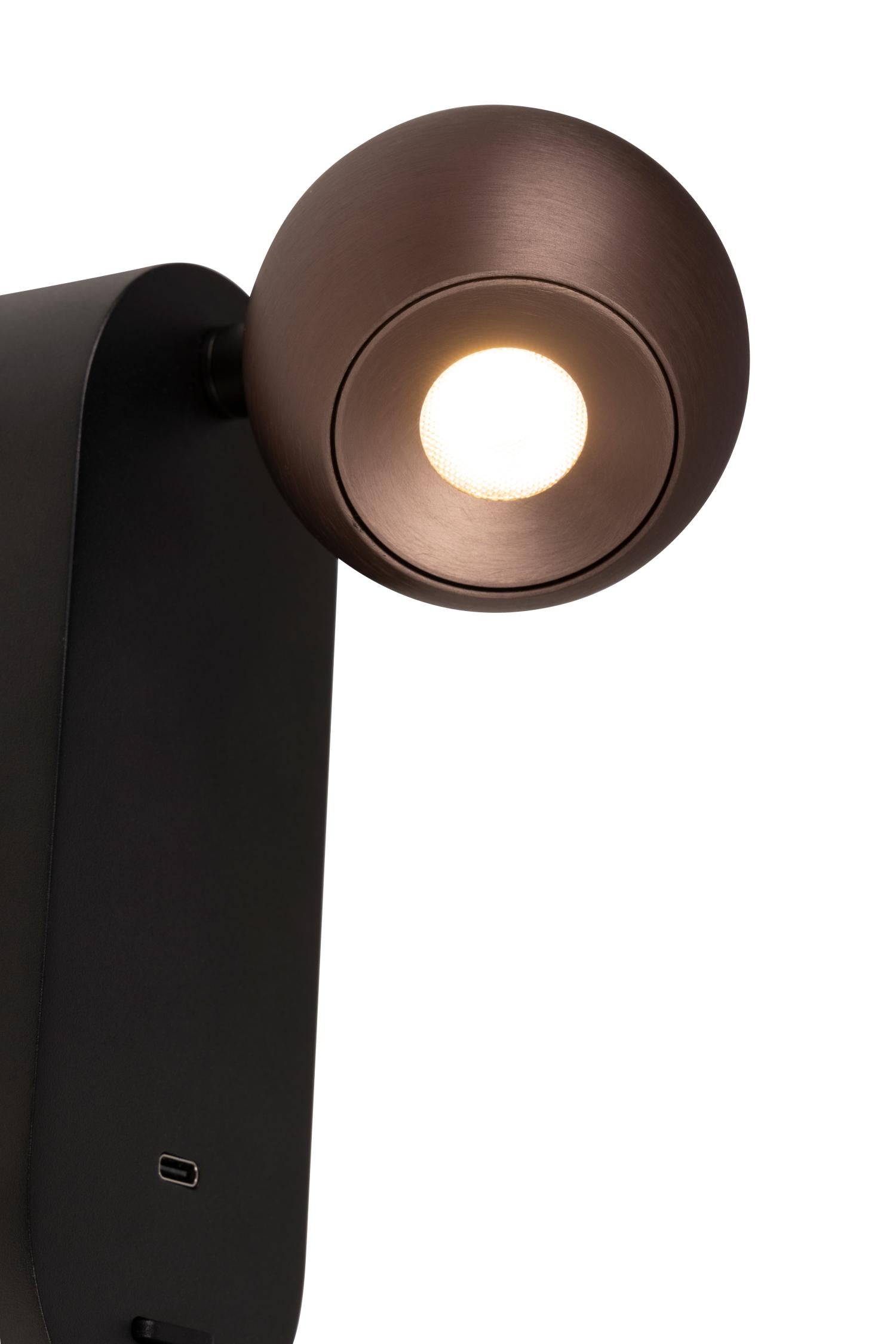 MONTANA - Wandlamp - LED - CCT - 1x6,3W 2700K/4000K - Met USB oplaadpunt - Koffie
